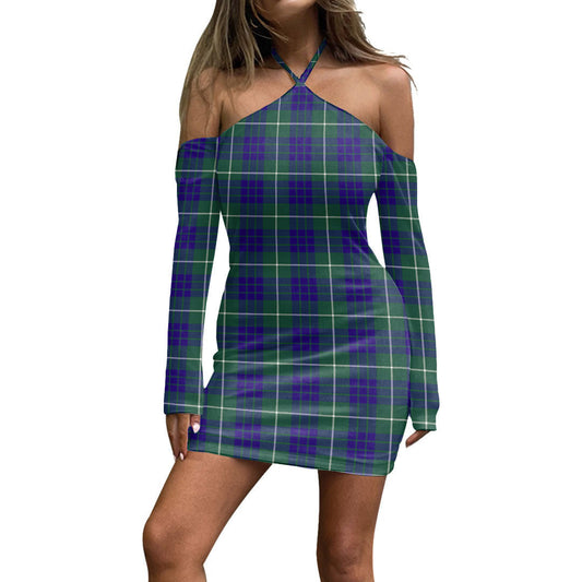 Hamilton Hunting Modern Tartan Plaid Halter Lace-up Dress