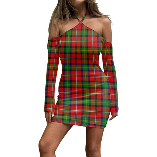 Boyd Modern Tartan Plaid Halter Lace-up Dress