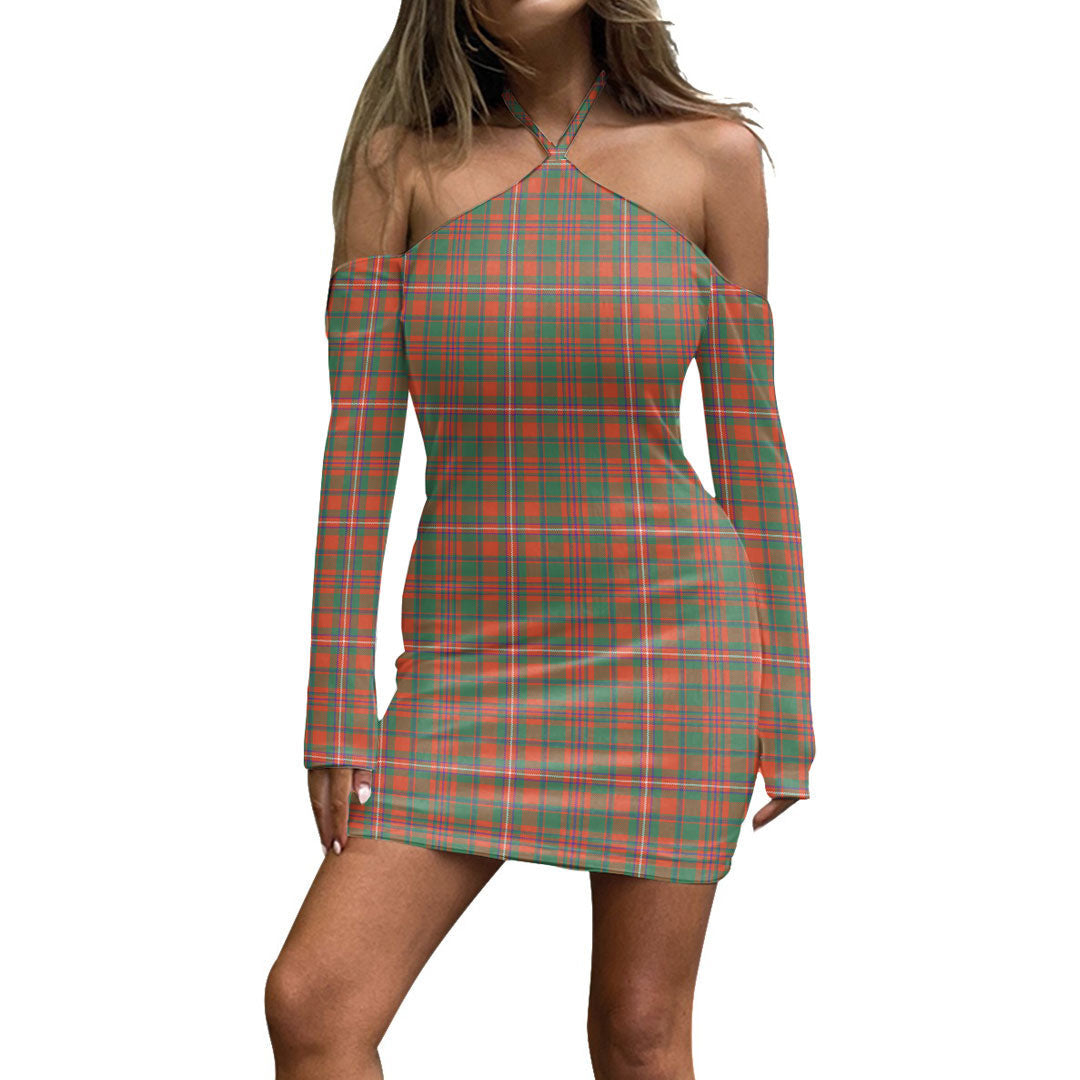 MacKinnon Ancient Tartan Plaid Halter Lace-up Dress