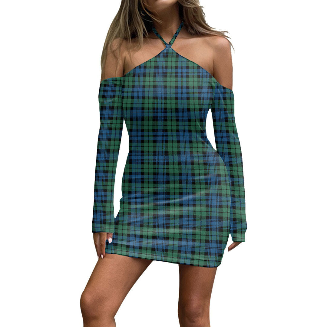 Campbell Ancient 02 Tartan Plaid Halter Lace-up Dress