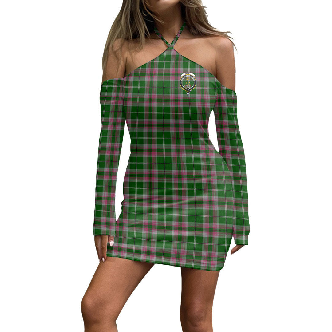 Gray Hunting Tartan Crest Halter Lace-up Dress