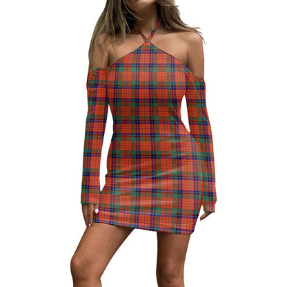 Nicolson Ancient Tartan Plaid Halter Lace-up Dress