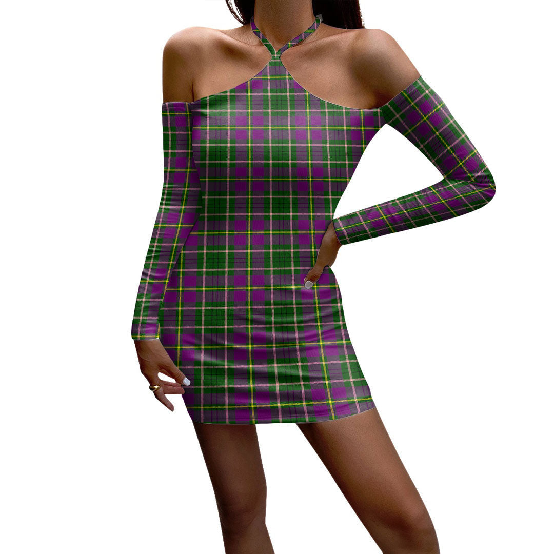 Taylor Tartan Plaid Halter Lace-up Dress