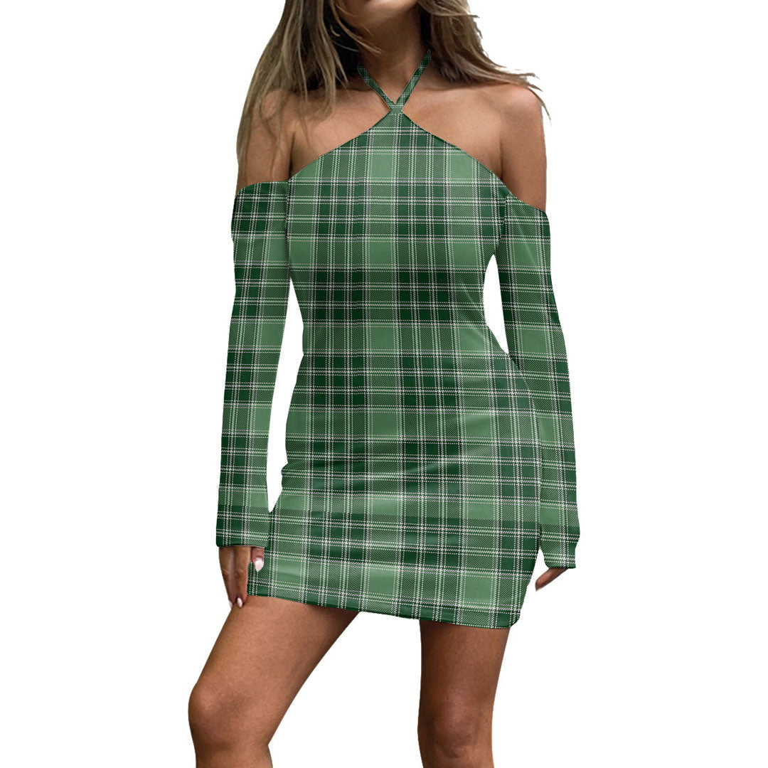 MacDonald Lord of the Isles Hunting Tartan Plaid Halter Lace-up Dress