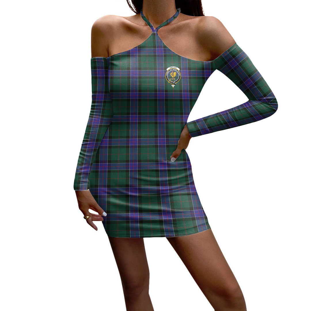 Sinclair Hunting Modern Tartan Crest Halter Lace-up Dress