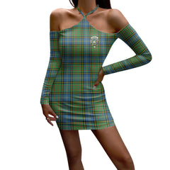 MacMillan Hunting Ancient Tartan Crest Halter Lace-up Dress