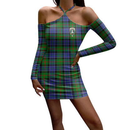 Paterson Tartan Crest Halter Lace-up Dress