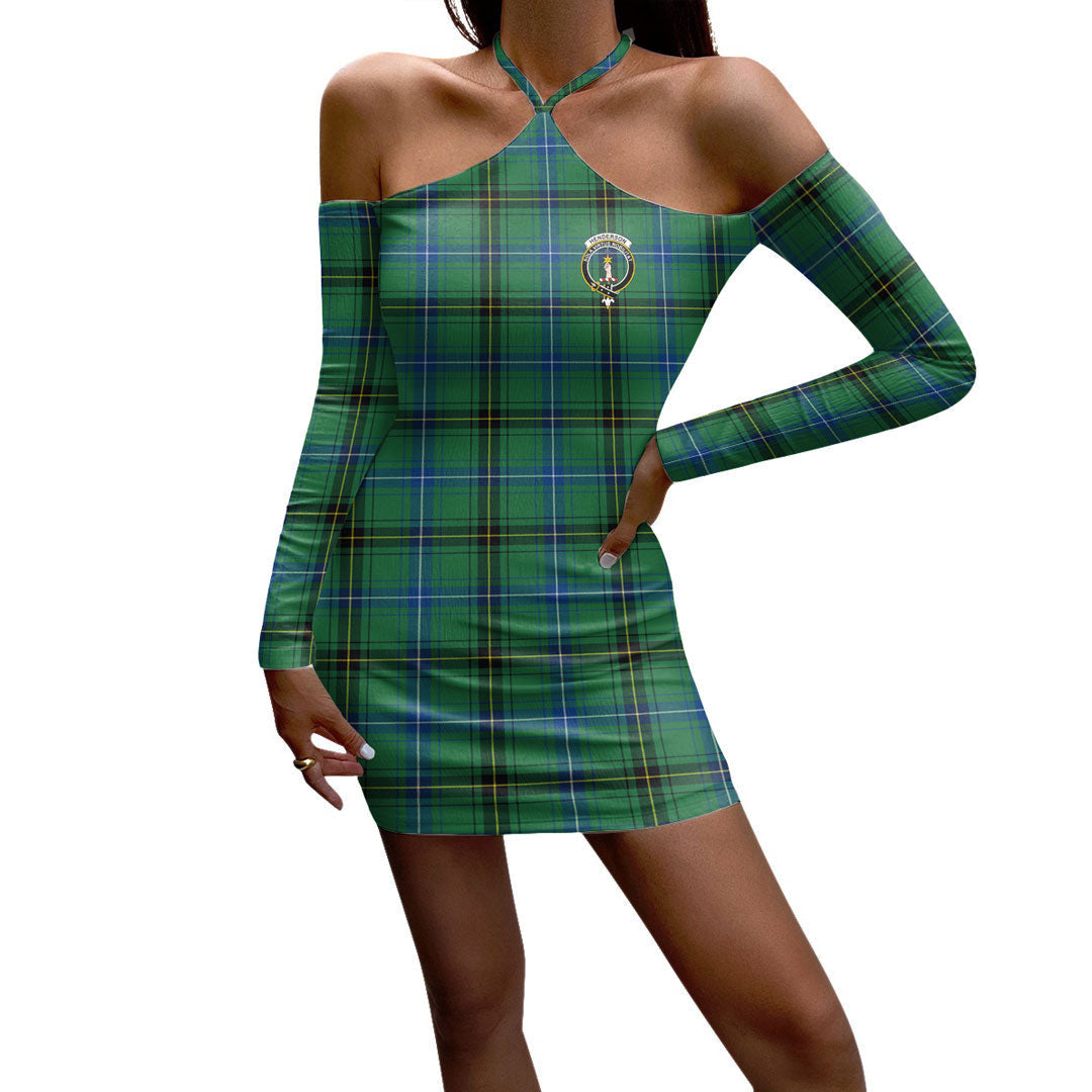 Henderson Ancient Tartan Crest Halter Lace-up Dress