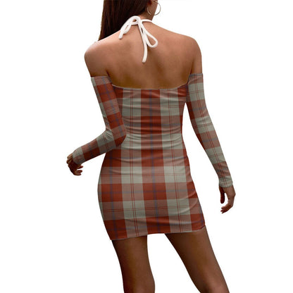 Davidson Dress Dancers Tartan Plaid Halter Lace-up Dress