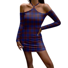 Home Modern Tartan Plaid Halter Lace-up Dress