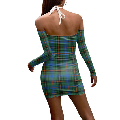 Davidson Ancient Tartan Crest Halter Lace-up Dress