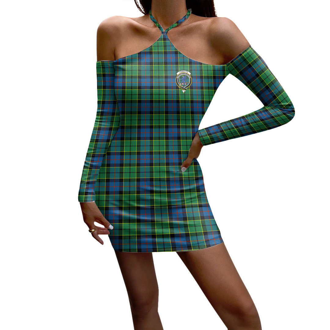 Forsyth Ancient Tartan Crest Halter Lace-up Dress