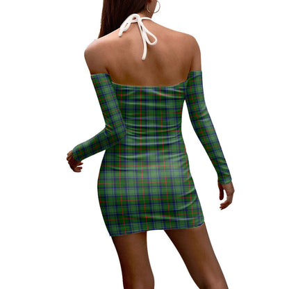 Cranstoun Tartan Crest Halter Lace-up Dress