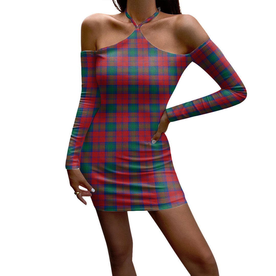 Lindsay Modern Tartan Plaid Halter Lace-up Dress