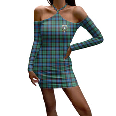 Hunter Ancient Tartan Crest Halter Lace-up Dress