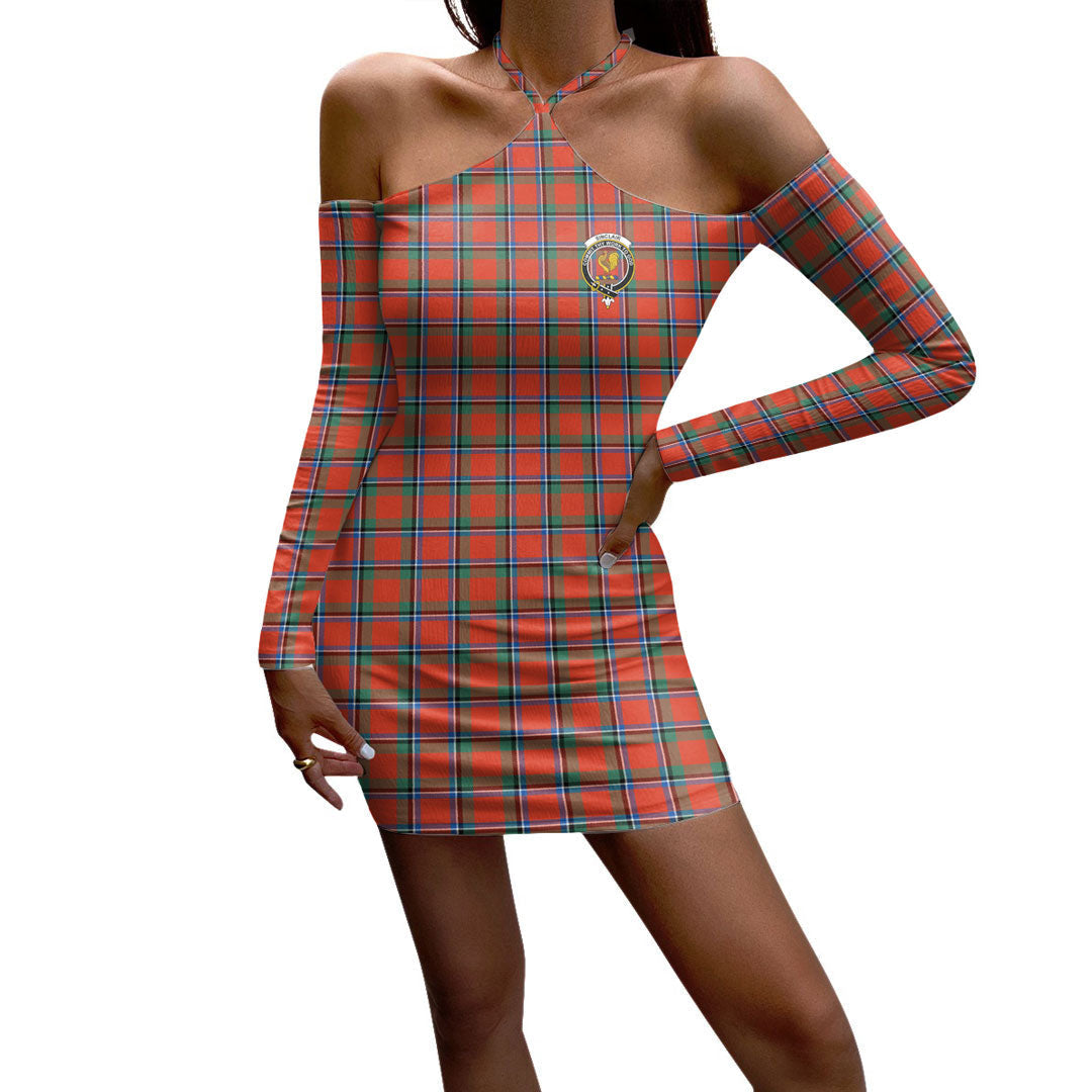 Sinclair Ancient Tartan Crest Halter Lace-up Dress