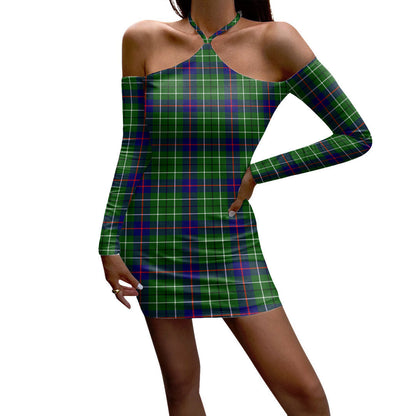 Duncan Modern Tartan Plaid Halter Lace-up Dress