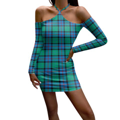 Flower Of Scotland Tartan Plaid Halter Lace-up Dress