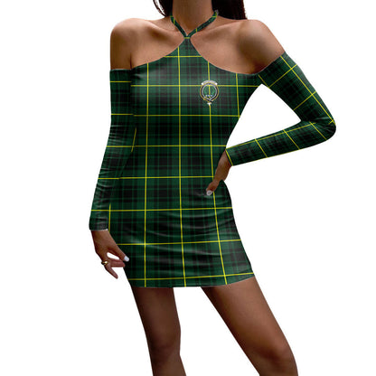 MacArthur Modern Tartan Crest Halter Lace-up Dress