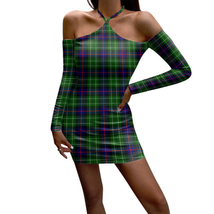 Leslie Hunting Tartan Plaid Halter Lace-up Dress