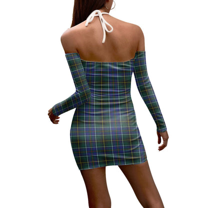 MacInnes Modern Tartan Crest Halter Lace-up Dress