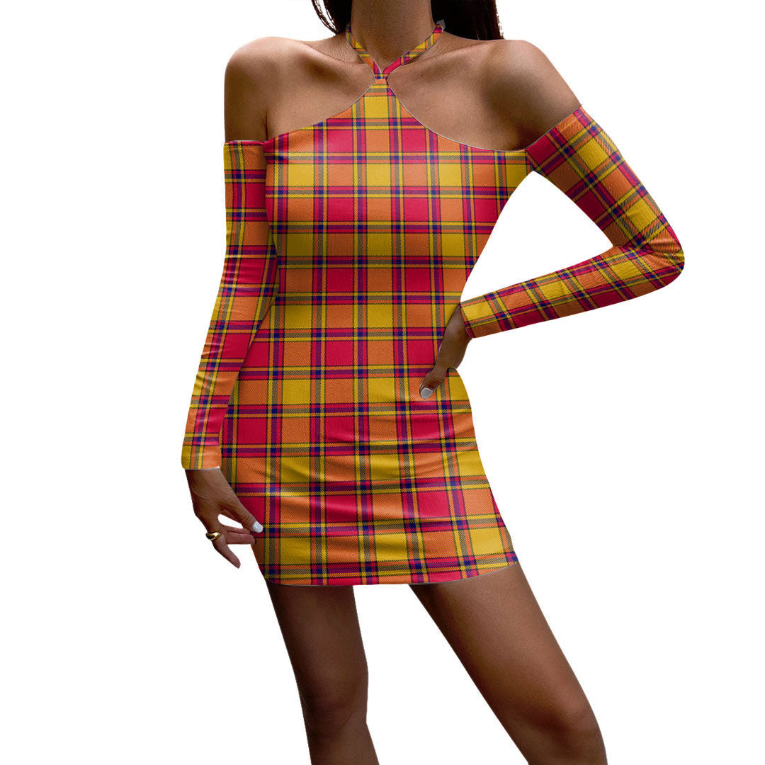 Scrymgeour Tartan Plaid Halter Lace-up Dress