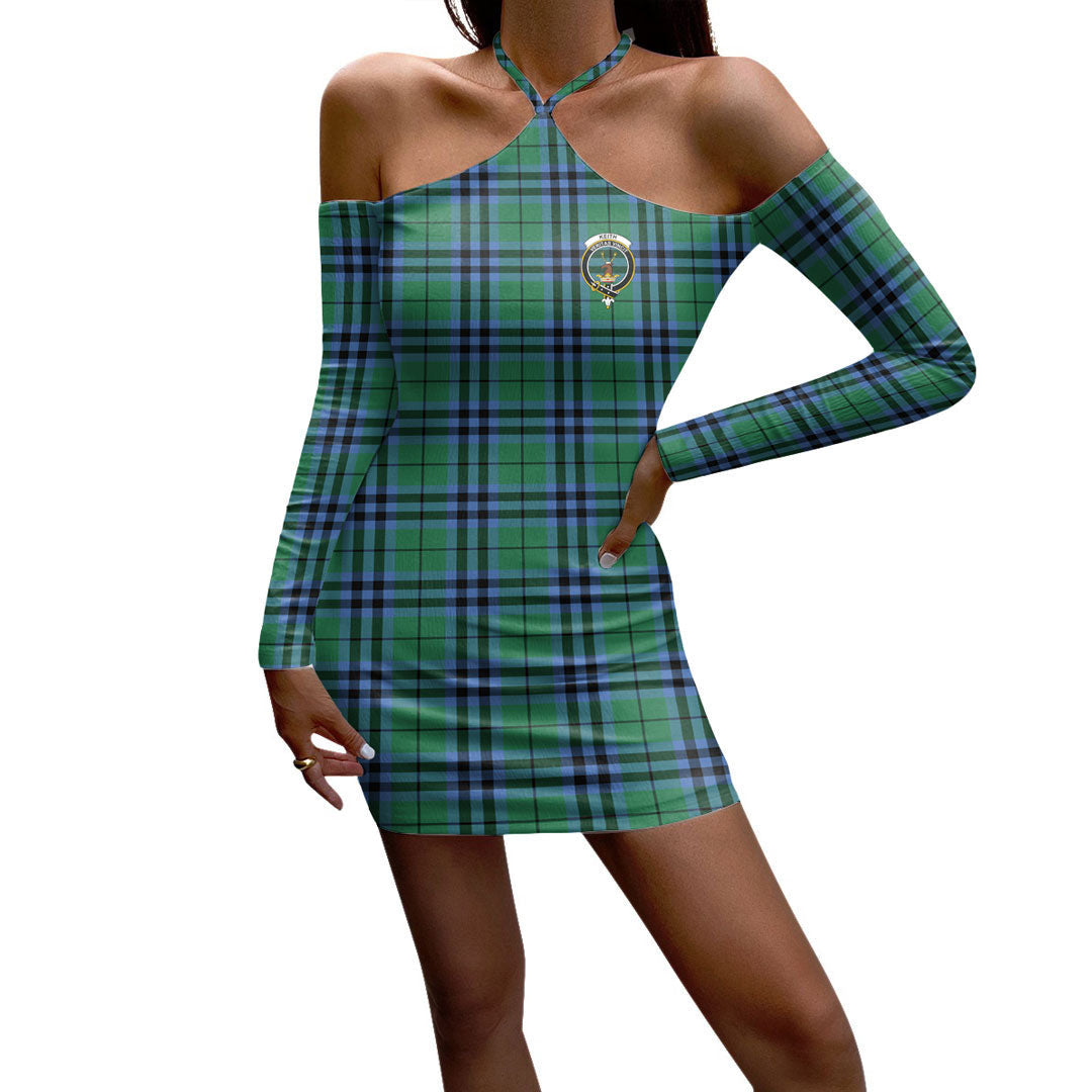 Keith Ancient Tartan Crest Halter Lace-up Dress