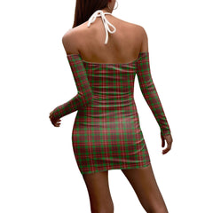 Ainslie Tartan Crest Halter Lace-up Dress