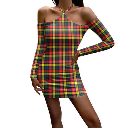 Buchanan Modern Tartan Plaid Halter Lace-up Dress