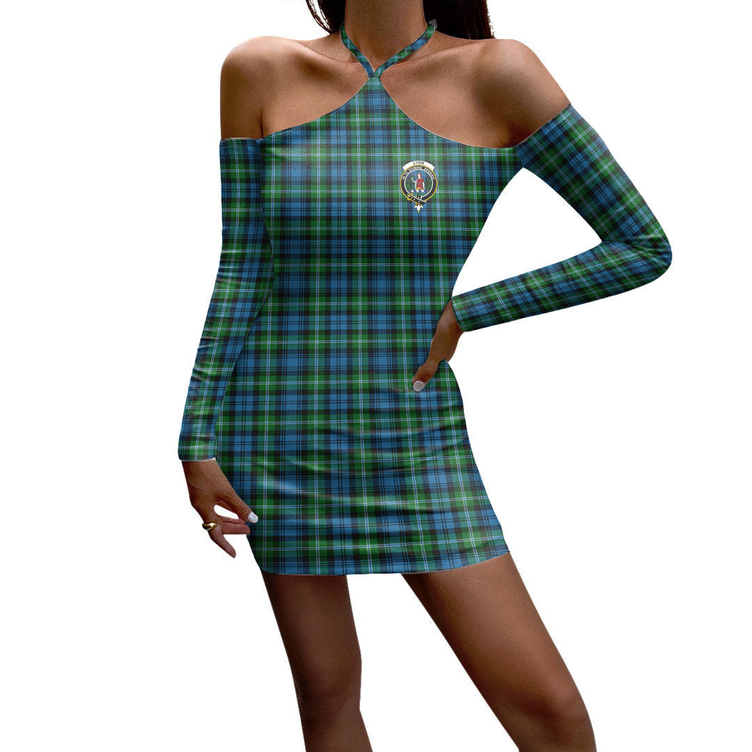 Lyon Tartan Plaid Tartan Crest Halter Lace-up Dress