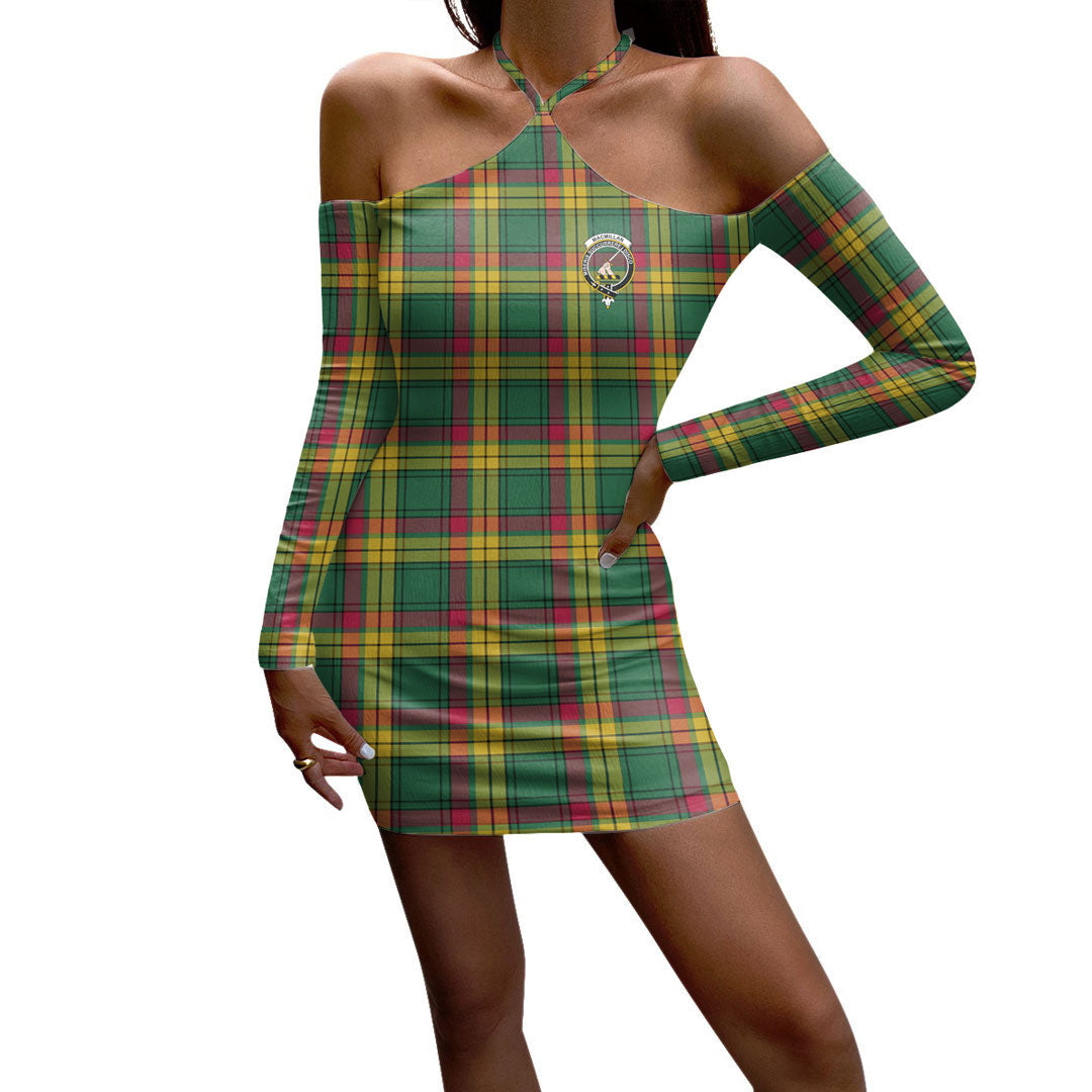 MacMillan Old Ancient Tartan Crest Halter Lace-up Dress