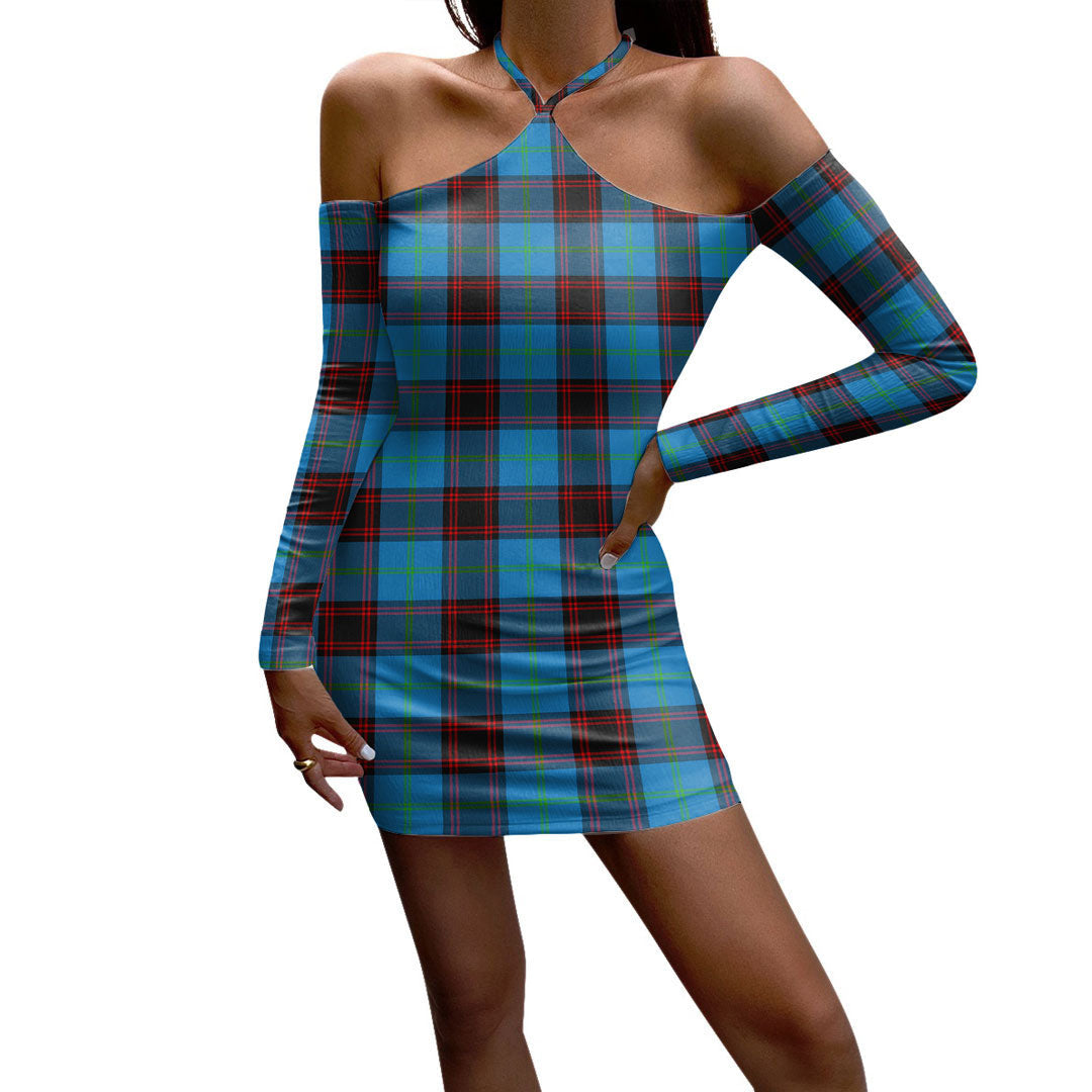 Home Ancient Tartan Plaid Halter Lace-up Dress