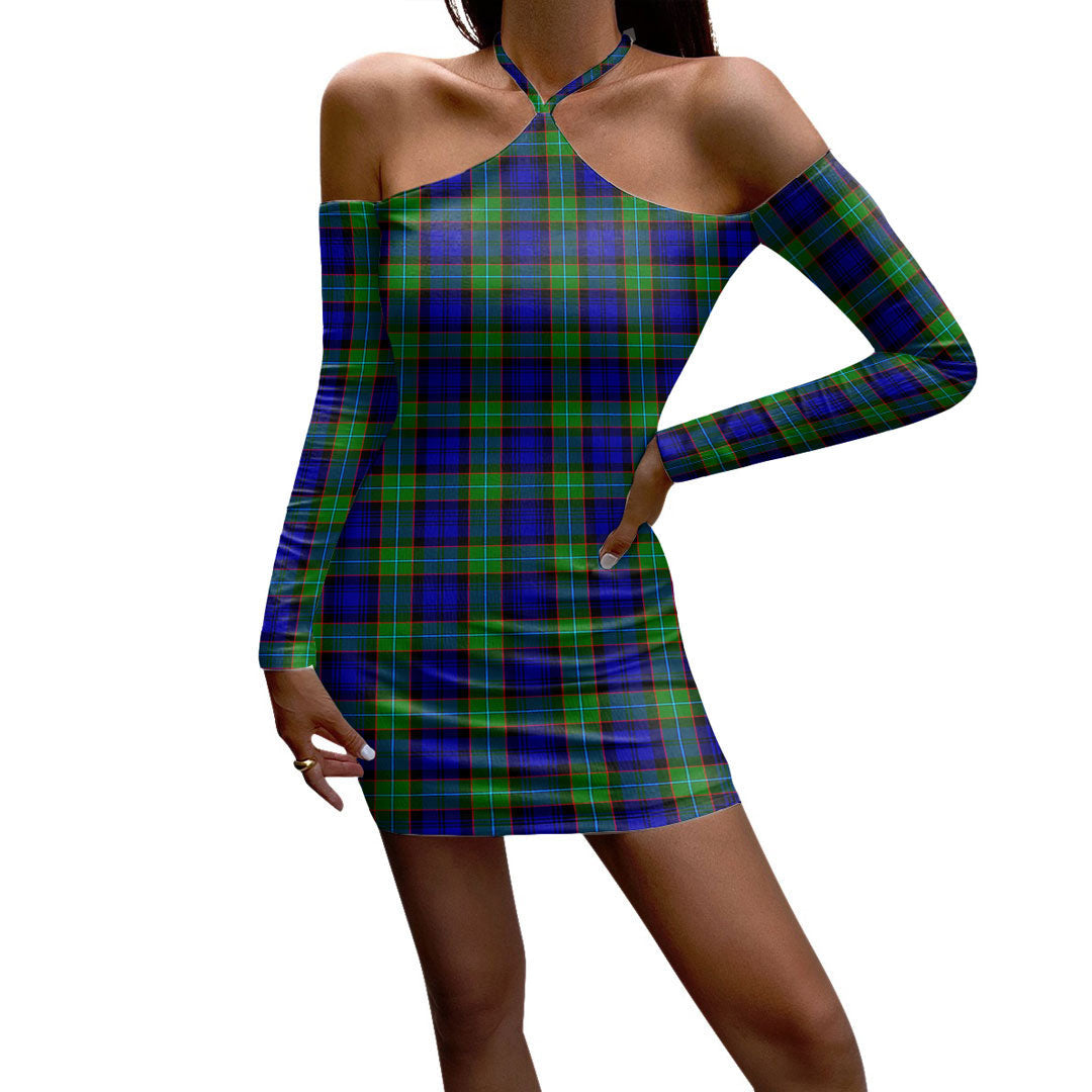 Sempill Modern Tartan Plaid Halter Lace-up Dress