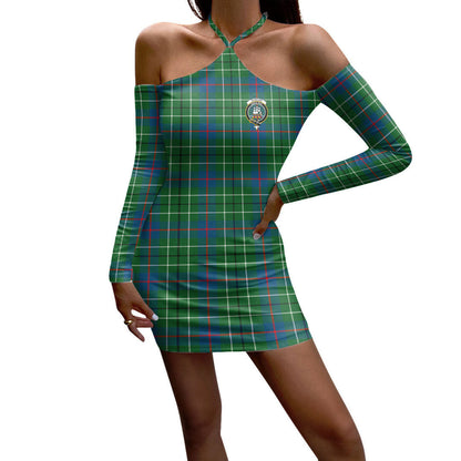 Duncan Ancient Tartan Crest Halter Lace-up Dress