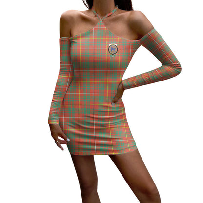 Bruce Ancient Tartan Crest Halter Lace-up Dress