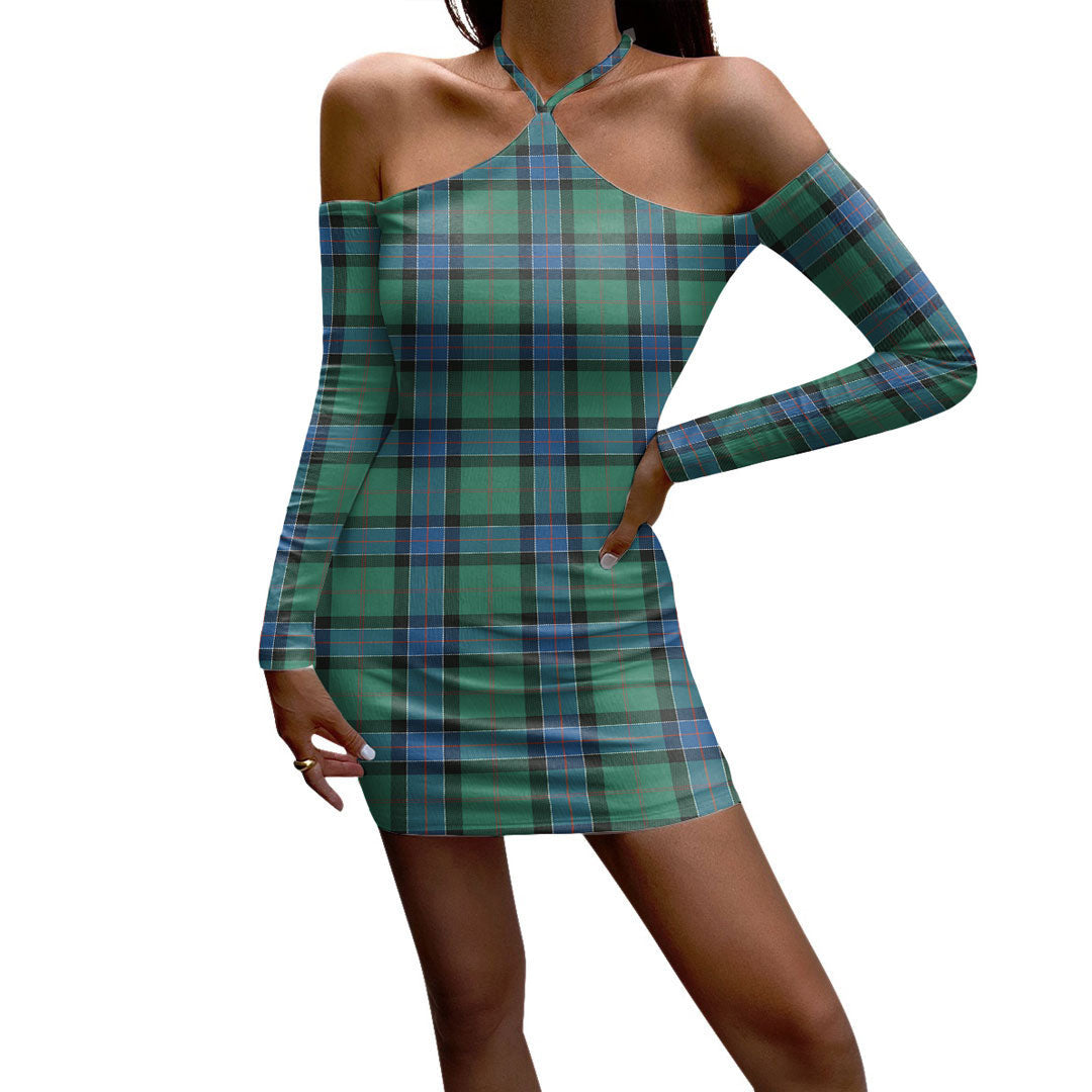 Sinclair Hunting Ancient Tartan Plaid Halter Lace-up Dress