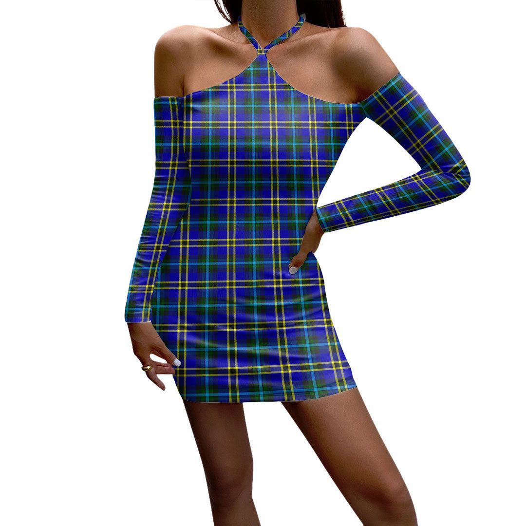 Weir Modern Tartan Plaid Halter Lace-up Dress