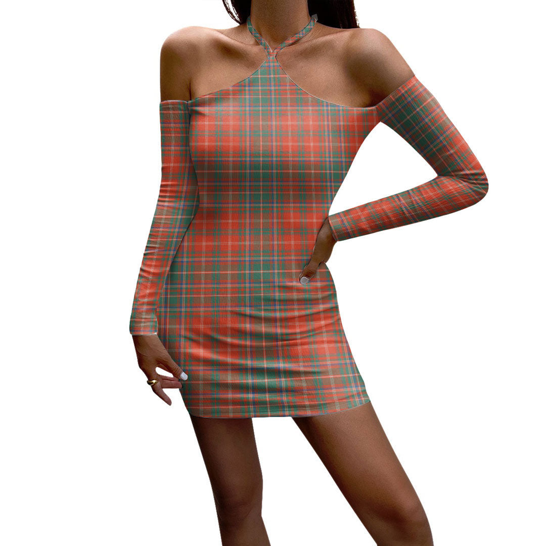 MacDougall Ancient Tartan Plaid Halter Lace-up Dress