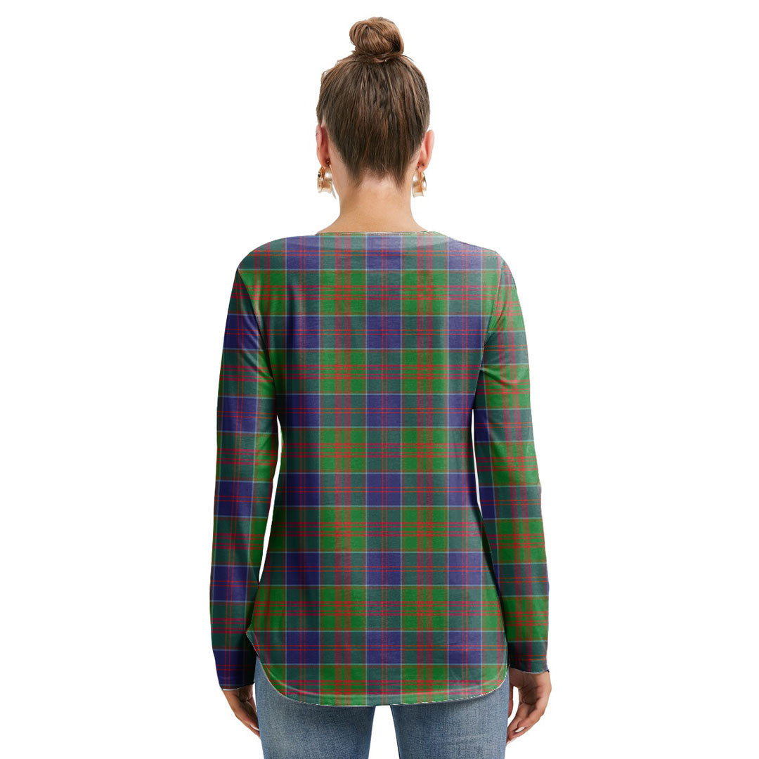 Stewart of Appin Hunting Modern Tartan Crest Long Sleeve Neckline Tie Sweatshirt