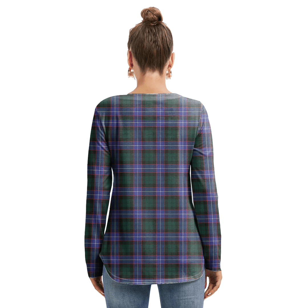 Guthrie Modern Tartan Plaid Long Sleeve Neckline Tie Sweatshirt