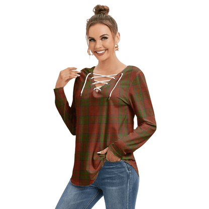 Drummond Tartan Plaid Tartan Plaid Long Sleeve Neckline Tie Sweatshirt