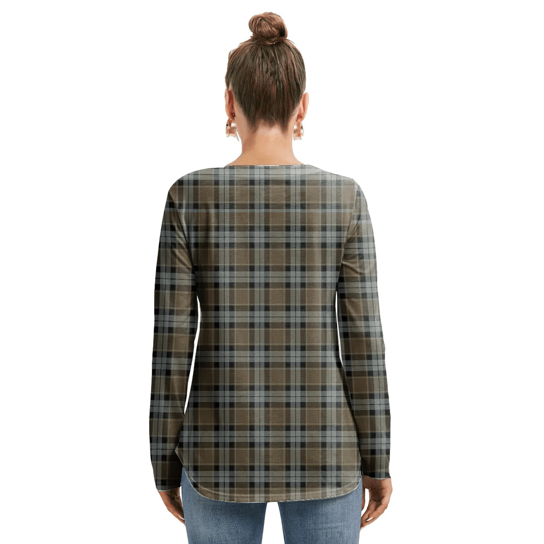 Graham of Menteith Weathered Tartan Plaid Long Sleeve Neckline Tie Sweatshirt