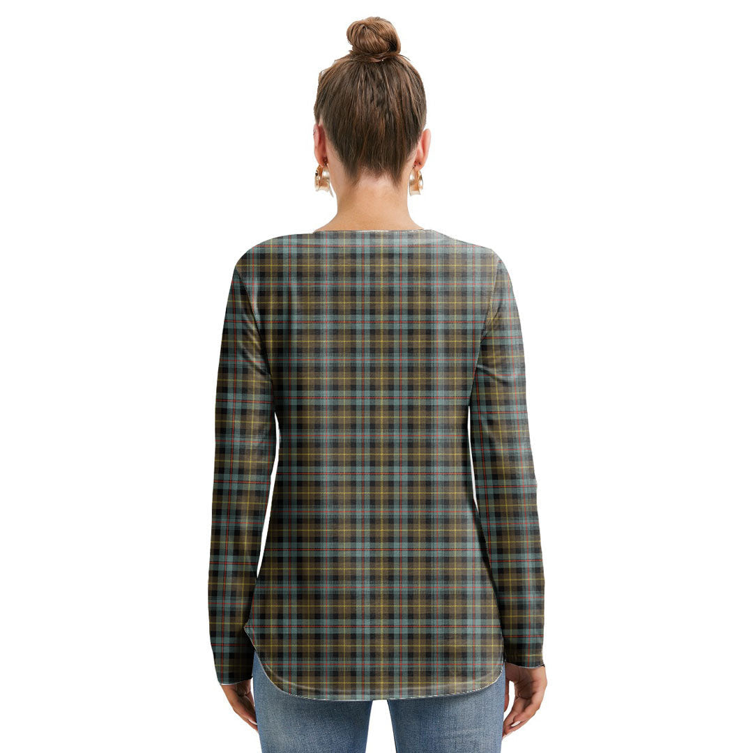 Farquharson Weathered Tartan Crest Long Sleeve Neckline Tie Sweatshirt