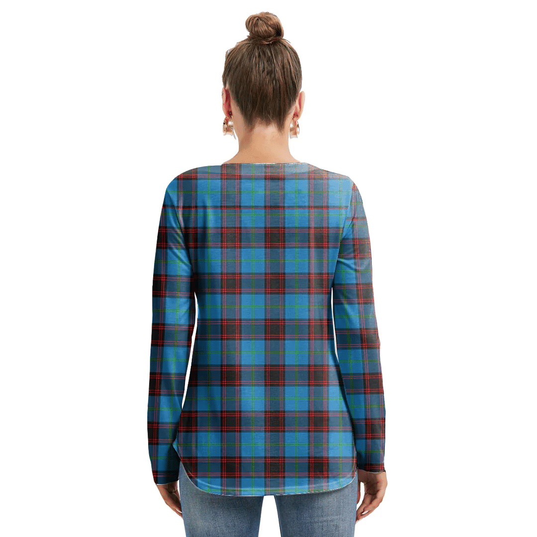 Home Ancient Tartan Plaid Long Sleeve Neckline Tie Sweatshirt