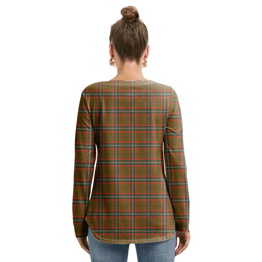 Seton Hunting Modern Tartan Crest Long Sleeve Neckline Tie Sweatshirt