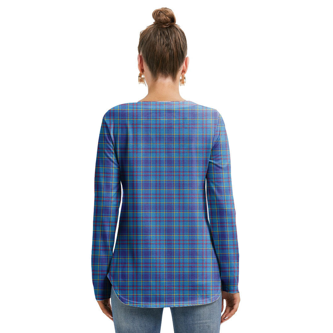 Mercer Modern Tartan Plaid Long Sleeve Neckline Tie Sweatshirt