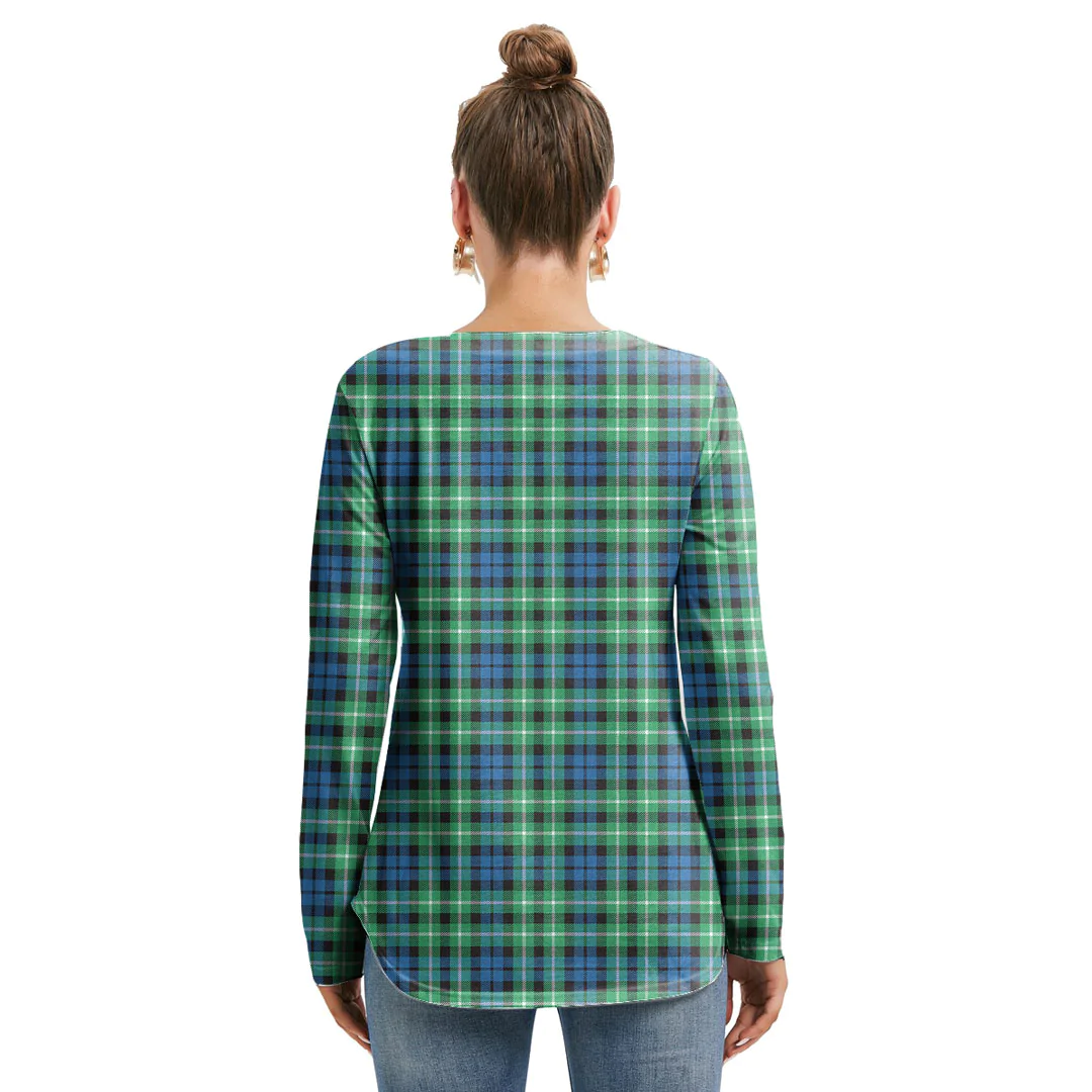 Graham of Montrose Ancient Tartan Plaid Long Sleeve Neckline Tie Sweatshirt