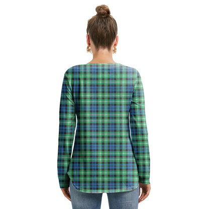 Graham of Montrose Ancient Tartan Plaid Long Sleeve Neckline Tie Sweatshirt