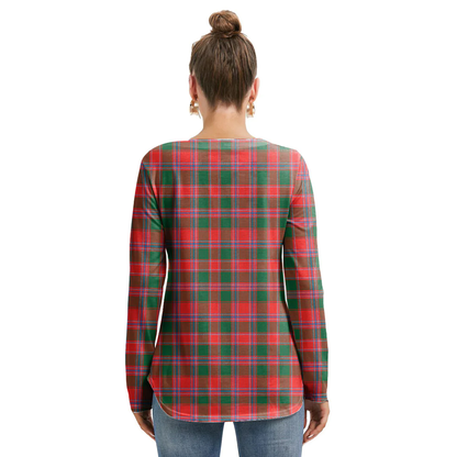 Dalziel Modern Tartan Plaid Long Sleeve Neckline Tie Sweatshirt