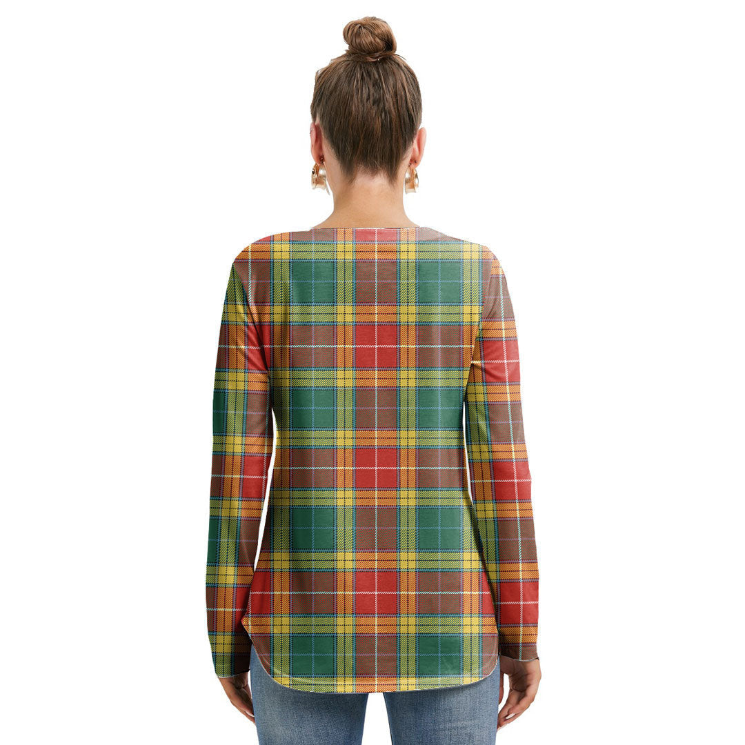 Buchanan Old Sett Tartan Crest Long Sleeve Neckline Tie Sweatshirt